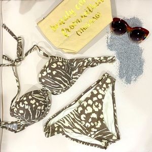 Victoria’s Secret Swim/Bikini Miracle bra push-up top and bottom.